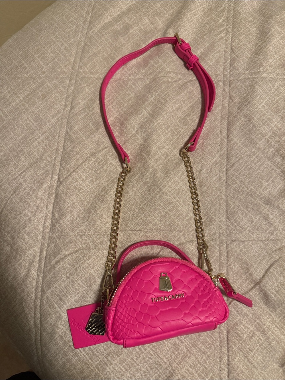 Hot Pink Mini purse  Featuring Tore & Carry Branding